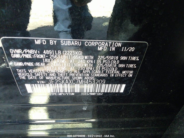 2021 Subaru Forester, VIN: JF2SKAXC7MH453209