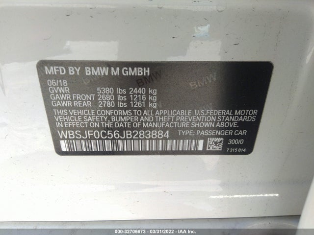 2018 BMW M5, VIN: WBSJF0C56JB283884