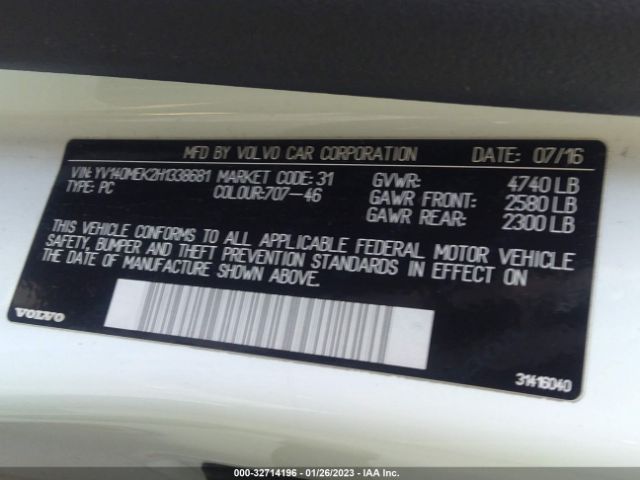 YV140MEK2H1338681 Volvo V60 Premier