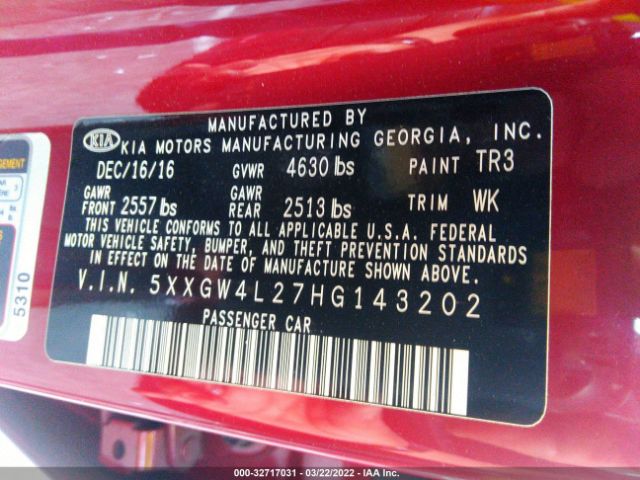 5XXGW4L27HG143202 KIA OPTIMA SX