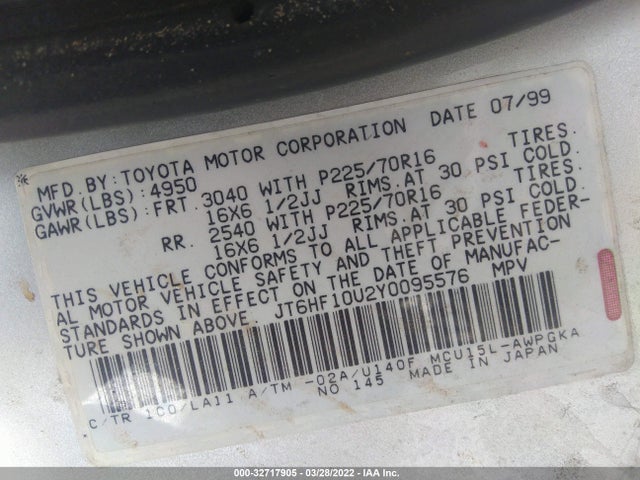 JT6HF10U2Y0095576 Lexus RX 300