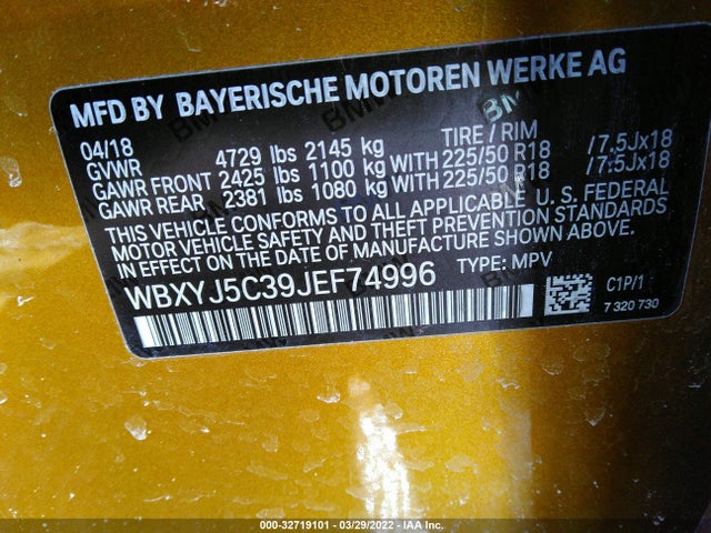 2018 BMW X2, VIN: WBXYJ5C39JEF74996