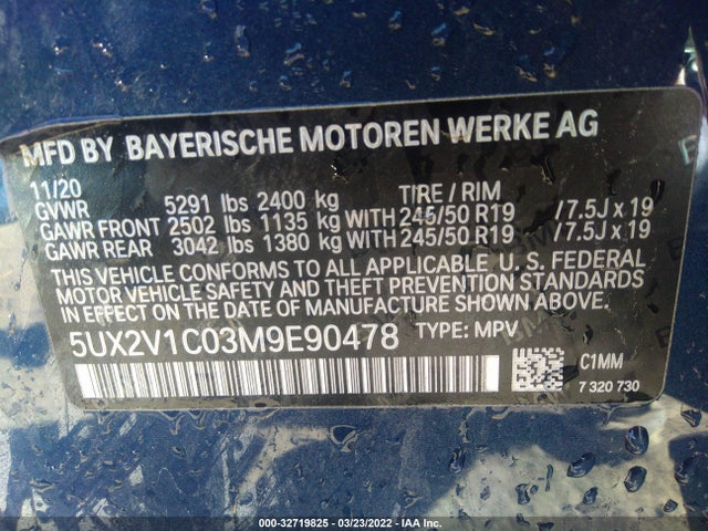 2021 BMW X4, VIN: 5UX2V1C03M9E90478