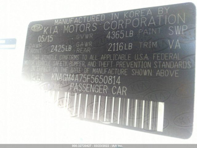 KNAGM4A75F5650814 KIA Optima Lx