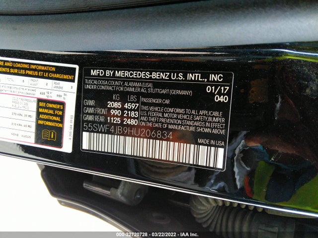 55SWF4JB9HU206834 Mercedes-Benz C-class C 300
