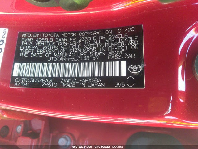 2020 Toyota Prius, VIN: JTDKARFP5L3148159