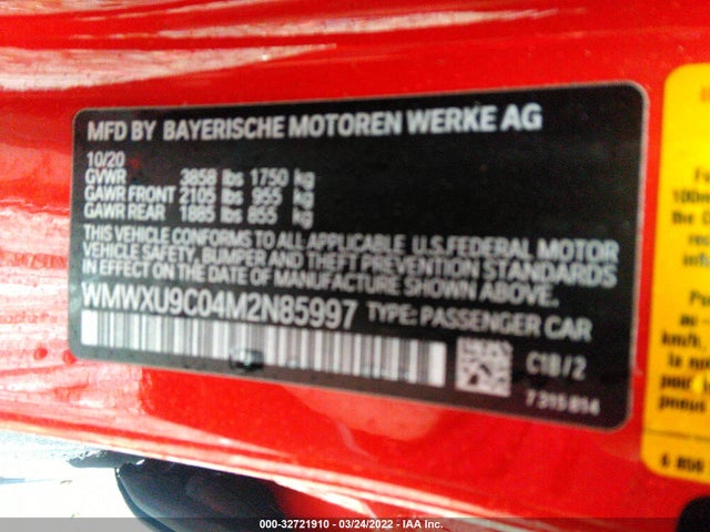 2021 Mini Hardtop, VIN: WMWXU9C04M2N85997