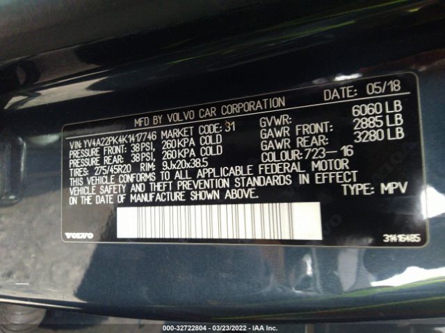 YV4A22PK4K1417746 Volvo Xc90 T6 Momentum