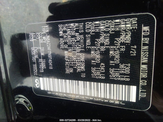 2022 Infiniti QX80, VIN: JN8AZ2AF7N9740418