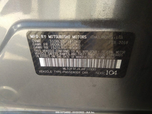 2018 Mitsubishi Mirage, VIN: ML32F3FJXJHF11930