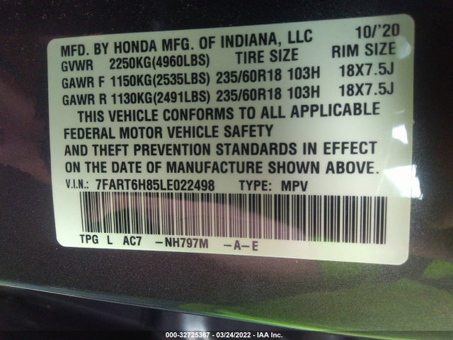 2020 Honda CR-V, VIN: 7FART6H85LE022498