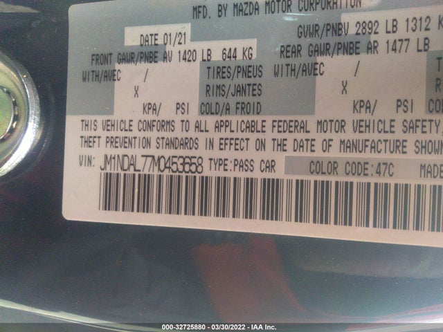 2021 Mazda MX-5 Miata, VIN: JM1NDAL77M0453658