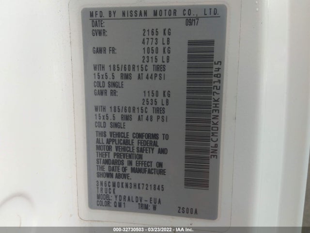 Nissan Nv200 Compact Cargo S 2017 3N6CM0KN3HK721845 Image 11
