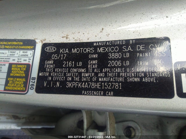 KIA FORTE LX 2017 3KPFK4A78HE152781 Image 9