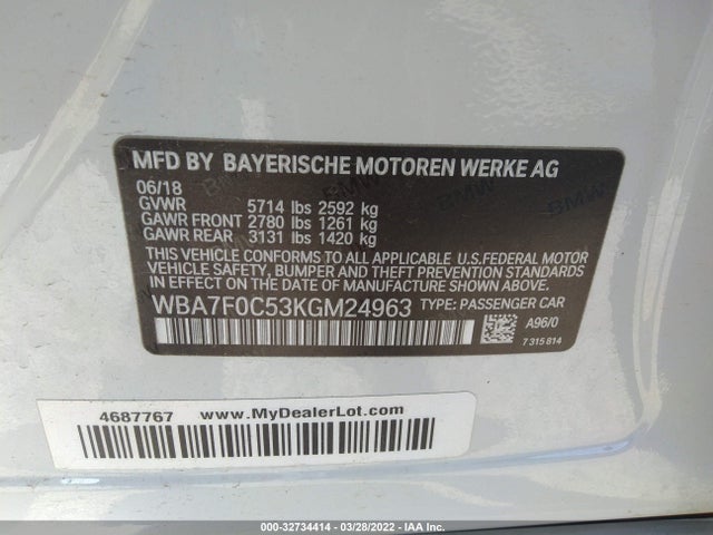 2019 BMW 7 Series, VIN: WBA7F0C53KGM24963