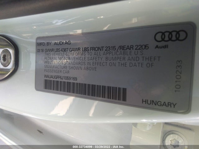 2018 Audi A3, VIN: WAUAUGFF6J1059169