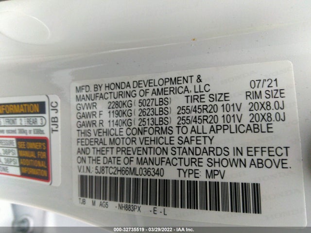 2021 Acura RDX, VIN: 5J8TC2H66ML036340