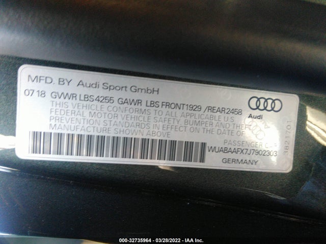 2018 Audi R8, VIN: WUABAAFX7J7902303