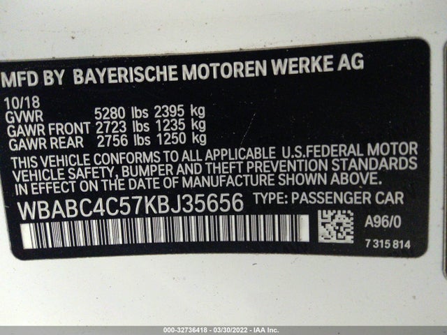 2019 BMW 8 Series, VIN: WBABC4C57KBJ35656
