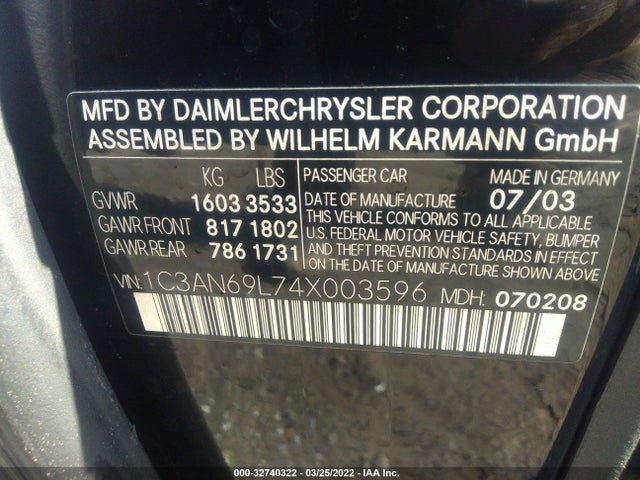 Chrysler Crossfire 2004 1C3AN69L74X003596 Image 10