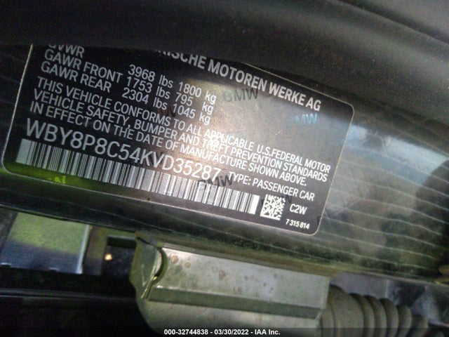 2019 BMW i3, VIN: WBY8P8C54KVD35287