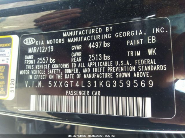 5XXGT4L31KG359569 KIA Optima Lx