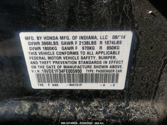2015 Acura ILX, VIN: 19VDE1F34FE005950
