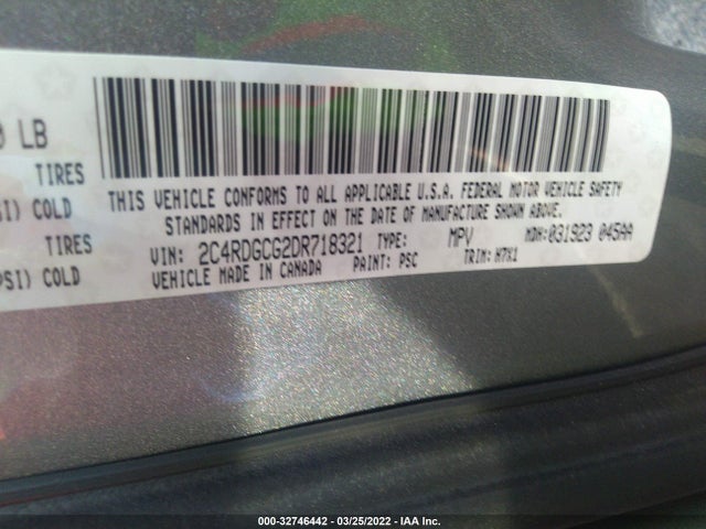 2013 DODGE GRAND CARAVAN SXT VIN: 2C4RDGCG2DR718321