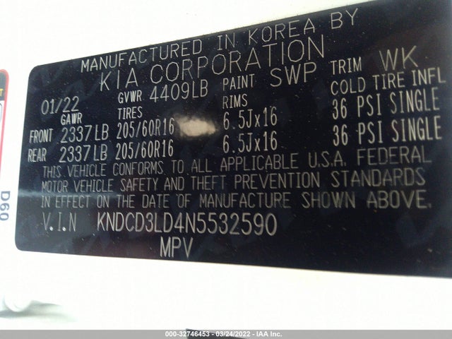 2022 Kia Niro, VIN: KNDCD3LD4N5532590