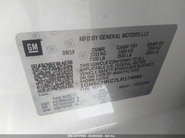 2020 Chevrolet Suburban, VIN: 1GNSCHKC7LR174094