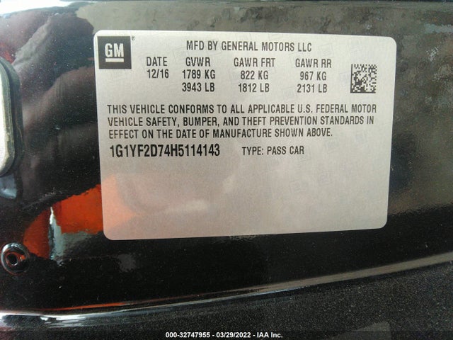 2017 Chevrolet Corvette, VIN: 1G1YF2D74H5114143