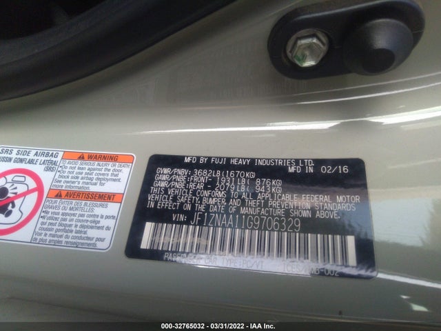 2016 Scion FR-S, VIN: JF1ZNAA11G9706329