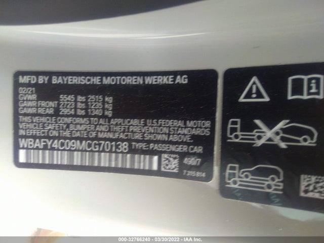2021 BMW 8 Series, VIN: WBAFY4C09MCG70138