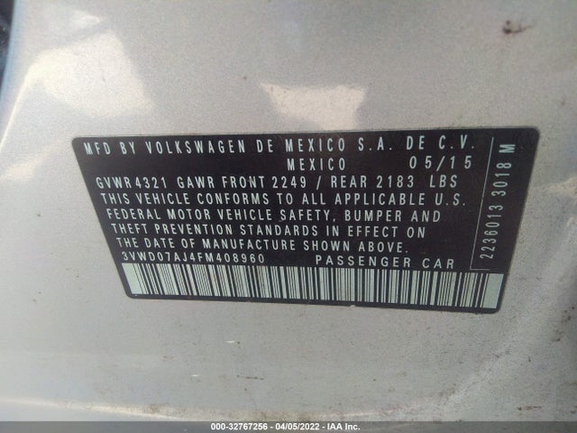 3VWD07AJ4FM408960 Volkswagen Jetta Sedan 1.8t Se