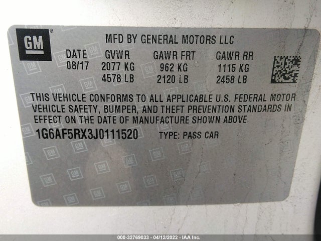 2018 Cadillac ATS, VIN: 1G6AF5RX3J0111520