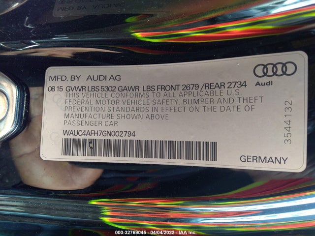 2016 Audi S5, VIN: WAUC4AFH7GN002794