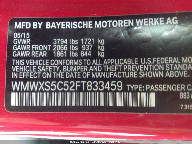 2015 Mini Cooper, VIN: WMWXS5C52FT833459