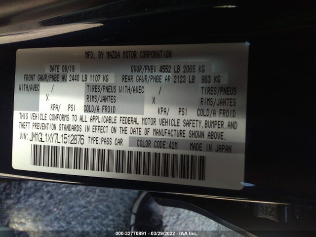 2020 Mazda 6, VIN: JM1GL1XY7L1512876