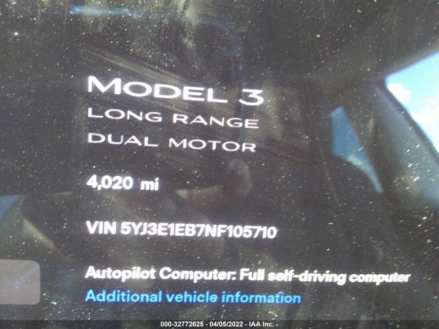 Tesla Model 3 Long Range 2022 5YJ3E1EB7NF105710 Image 8