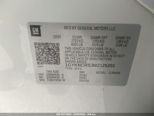 2021 Cadillac XT5, VIN: 1GYKNCRS3MZ125201