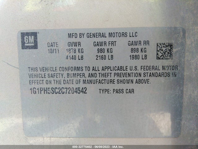 2012 CHEVROLET CRUZE LTZ VIN: 1G1PH5SC2C7204542