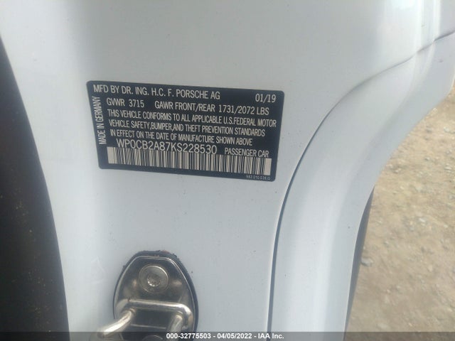 2019 Porsche 718, VIN: WP0CB2A87KS228530