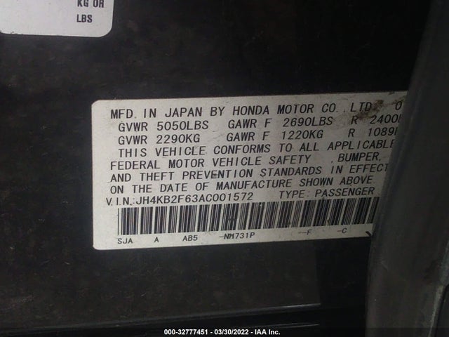 JH4KB2F63AC001572 Acura Rl Tech Pkg/tech/cmbs