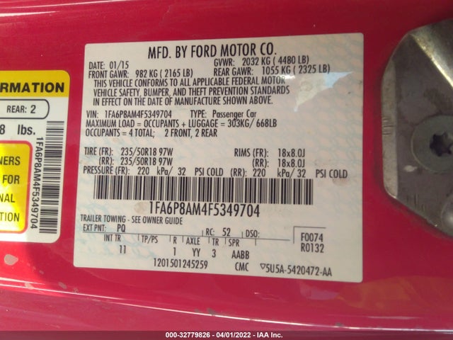 2015 Ford Fastback, VIN: 1FA6P8AM4F5349704