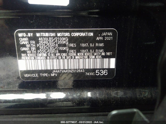 2022 Mitsubishi Eclipse, VIN: JA4ATVAA5NZ012643