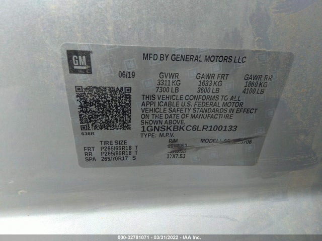 Chevrolet Tahoe Lt 2020 1GNSKBKC6LR100133 Image 10