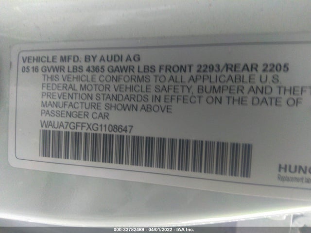 Audi A3 1.8t Premium 2016 WAUA7GFFXG1108647 Image 9