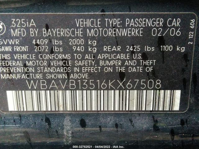 WBAVB13516KX67508 BMW 3 Series 325i