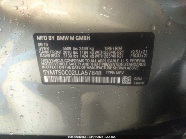 2020 BMW X3, VIN: 5YMTS0C02LLA57848