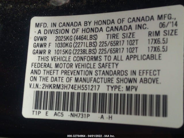 Honda Cr-v Ex-l 2014 2HKRM3H74EH551217 Image 9